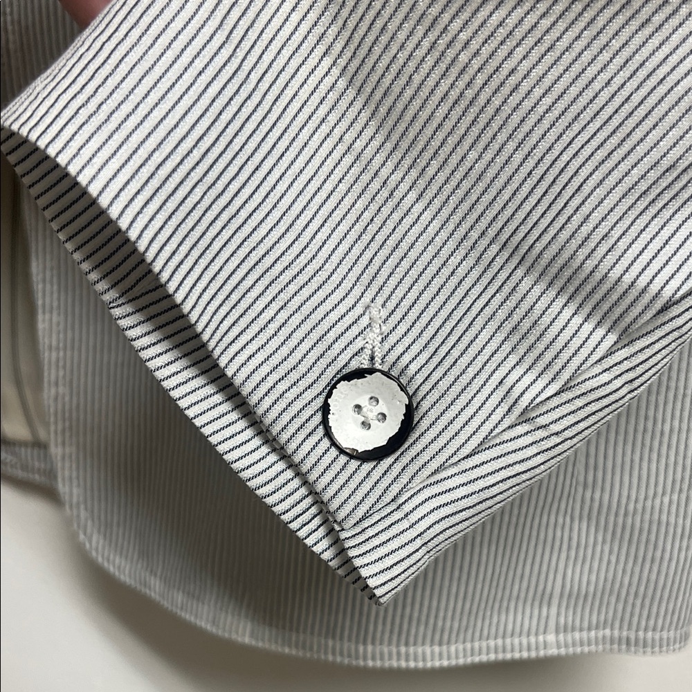 Rag & Bone Light Weight Gray White Striped Tailored Silk Cotton Blazer Size 6 - Picture 7 of 10